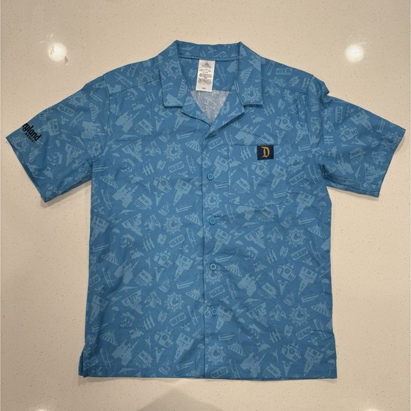 Walt Disney Other - Walt Disney World Shirt Button Up Men's Small Park Icon AOP